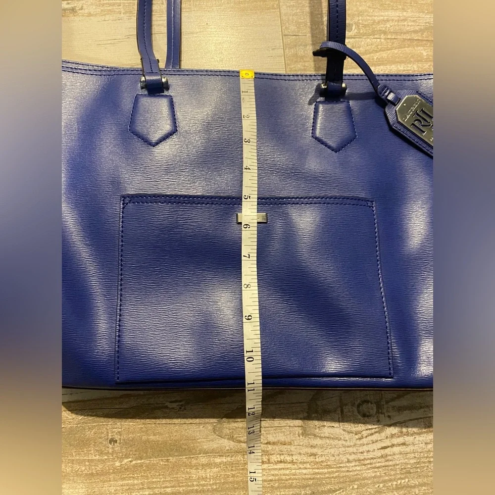 Ralph Lauren Lowell Iris cobalt blue large leather tote bag - Picture 14 of 16